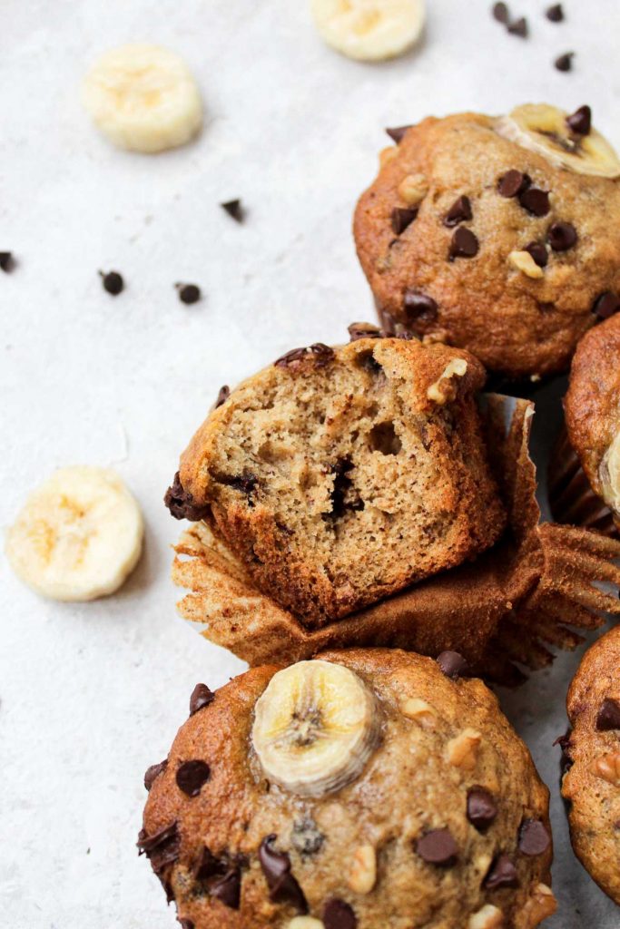 Banana Chocolate Chip & Walnut Muffins